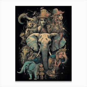 Elephants And Tigers 3 Canvas Print