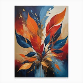 Orange And Blue Leaves Canvas Print