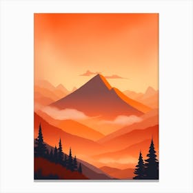 Misty Mountains Vertical Composition In Orange Tone 109 Canvas Print