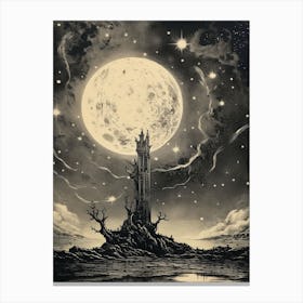 Ancient Storybook Etching  Canvas Print