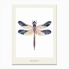 Colourful Insect Illustration Dragonfly 15 Poster Canvas Print