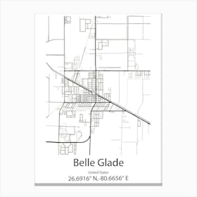 Belle Glade,United States Minimalist Map 1 Canvas Print