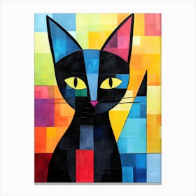 Minimalist Mews: Cubism Meets Feline Art Canvas Print