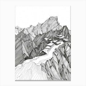 Kala Patthar Nepal Line Drawing 1 Canvas Print