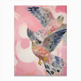 Pink Ethereal Bird Painting Eurasian Sparrowhawk 1 Canvas Print