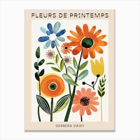Spring Floral French Poster  Gerbera Daisy 3 Canvas Print