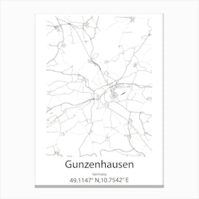 Gunzenhausen,Germany Minimalist Map Canvas Print