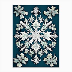 Winter Snowflake Pattern, Snowflakes, Vintage Botanical 1 Canvas Print