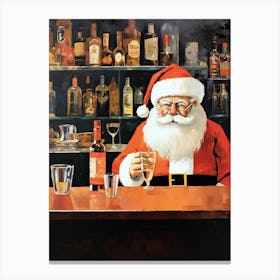Sad Santa Claus At The Bar Canvas Print