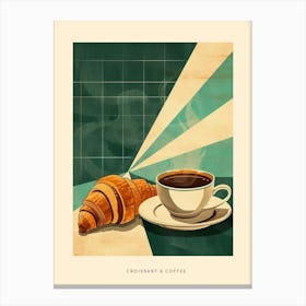 Croissant & Coffee Art Deco Poster Canvas Print