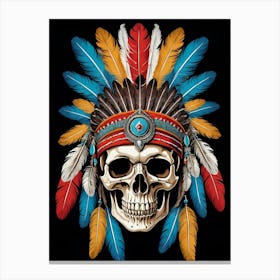 Skull Indian Headdress (32) Canvas Print
