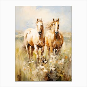 Horses Painting In Wyoming, Usa 4 Canvas Print