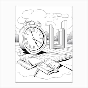 Line Art Inspired By The Persistence Of Memory 4 Canvas Print