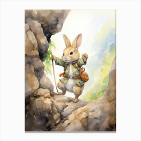 Bunny Rock Climbing Rabbit Prints Watercolour 1 Canvas Print