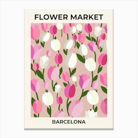 Flower Market Barcelona Pastel Pink Tulips Canvas Print