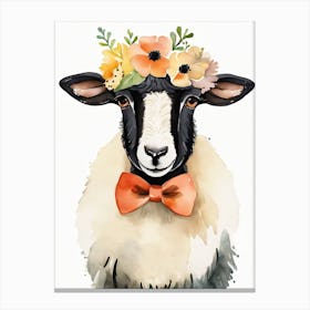 Baby Blacknose Sheep Flower Crown Bowties Animal Nursery Wall Art Print (1) Canvas Print