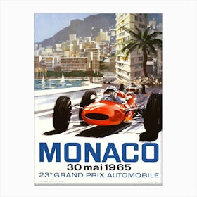1965 Monaco Grand Prix Racing Poster Canvas Print