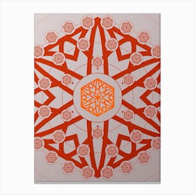 Geometric Abstract Glyph Circle Array in Tomato Red n.0227 Canvas Print