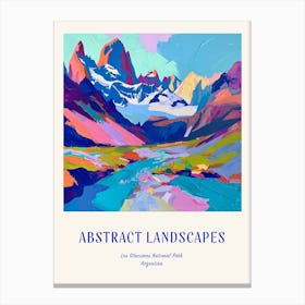 Colourful Abstract Los Glaciares National Park Argentina 2 Poster Blue Canvas Print