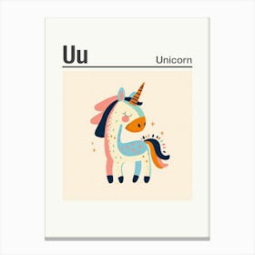Animals Alphabet Unicorn 3 Canvas Print
