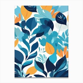 Blue And Orange Leaves Canvas Print