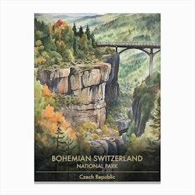 Bohemian Switzerland National Park Czech Republic Watercolour 4 Canvas Print