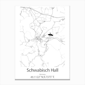 Schwabisch Hall,Germany Minimalist Map Canvas Print