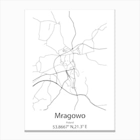 Mragowo,Poland Minimalist Map Canvas Print