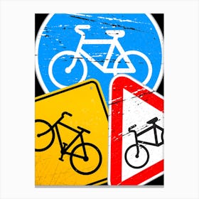 Cycling Print | International Cycling Road Signs | Bike Canvas Print