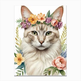 Balinese Javanese Cat With Flower Crown (27) Canvas Print