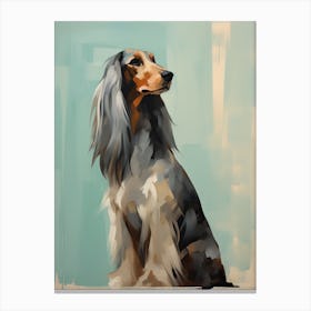 Afghan Hound Dog, Painting In Light Teal And Brown 2 Canvas Print