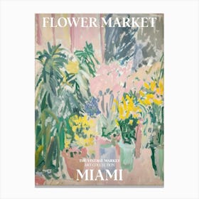 Vintage Flower Market Painting Miami 4 Canvas Print