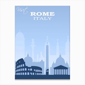 Rome, Italy Travel Poster Blue, Karen Arnold Canvas Print