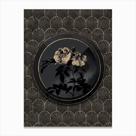 Shadowy Vintage Shining Rosa Lucida Botanical in Black and Gold n.0086 Canvas Print