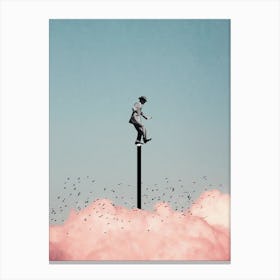 Balancing On One Leg Above The Clouds Canvas Print