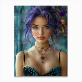 Girl With Purple Hair Canvas Print