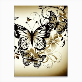 Black And White Butterflies 13 Canvas Print