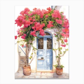 Rhodes, Greece   Mediterranean Doors Watercolour Painting 2 Canvas Print