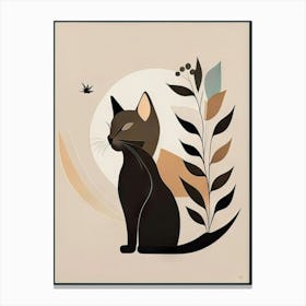 black cat mininalist portrait 17 Canvas Print