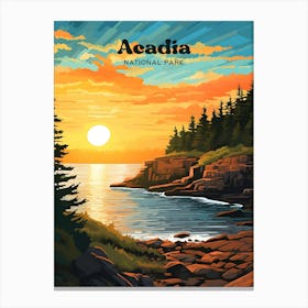 Acadia National Park Maine United States USA Travel Illustration 1 Canvas Print