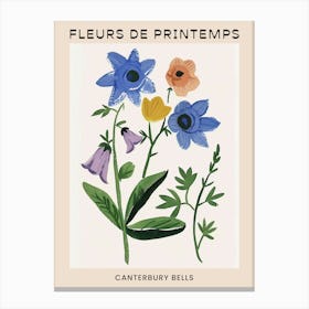 Spring Floral French Poster  Canterbury Bells 2 Canvas Print