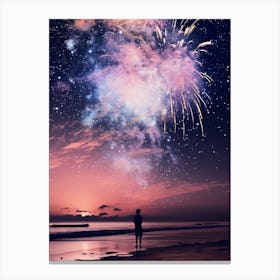 cosmic fireworks over a beach 1 Canvas Print