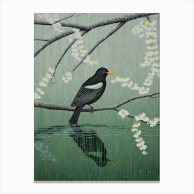 Ohara Koson Inspired Bird Painting Blackbird 2 Canvas Print
