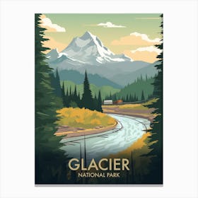 Glacier National Park Vintage Travel Poster 2 Canvas Print