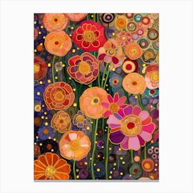 Flowers in the Night. Gustav Klimt Style Canvas Print