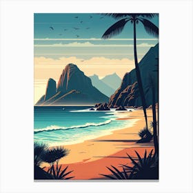 Sunrise in Rio de Janeiro, Brazil - Retro Landscape Beach and Coastal Theme Travel Poster Canvas Print