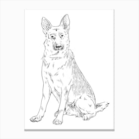 German Shepherd Dog Monoline Simple Line Art Drawing Canvas Print