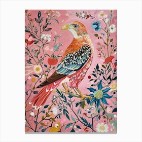 Floral Animal Painting Hawk 2 Canvas Print