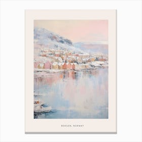 Dreamy Winter Painting Poster Bergen Norway 2 Canvas Print