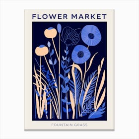 Blue Flower Market Poster Fountain Grass 2 Canvas Print